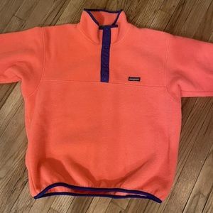 Patagonia Vintage Neon Orange Pink Snap-T Pullover Fleece Large